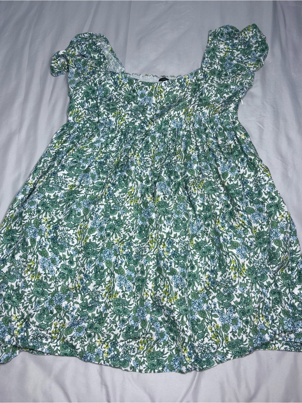 J. Crew Green Floral Puff-Sleeve Sundress - Picture 4 of 12